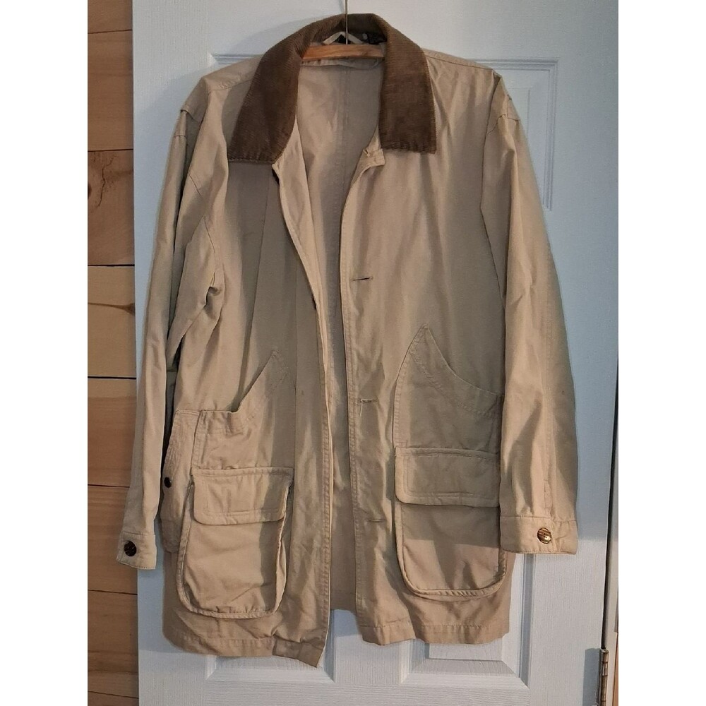 Source Unknown Beige Field Jacket with Brown Corduroy Collar